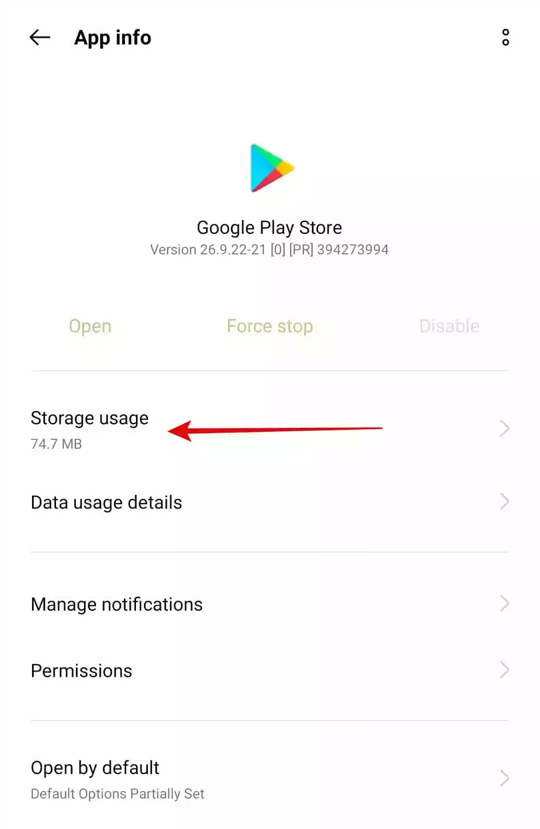 Step 2: Navigate to Storage usage > Clear Cache and data