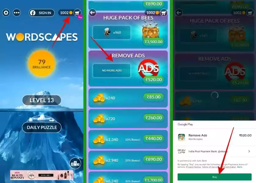How To Remove Ads In Wordscapes Puzzle Game?