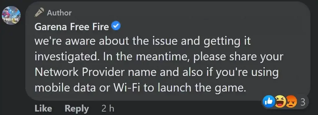Free Fire Reply About Login Issue In iOS