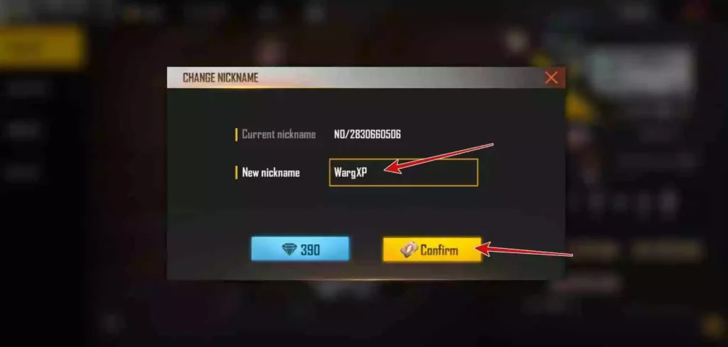 free fire name change blue tick